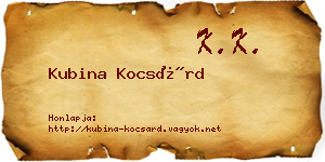 Kubina Kocsárd névjegykártya